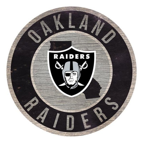 Fan Creations Oakland Raiders Sign Wood 12 Inch Round State Design 7846020226